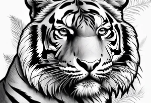 tiger hanging on palm tree tattoo idea