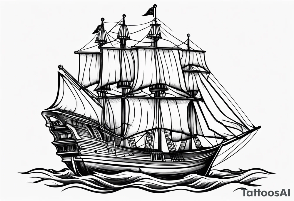 simple small sloop ship american traditional tattoo idea