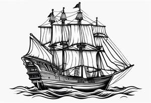simple small sloop ship american traditional tattoo idea