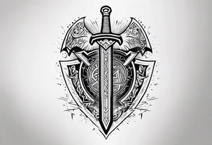 Valhalla sword shield lightning tattoo idea