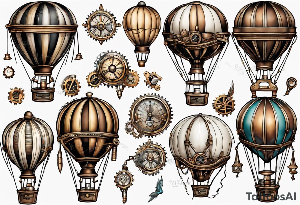 steampunk hot air balloon tattoo idea