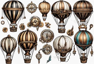 steampunk hot air balloon tattoo idea