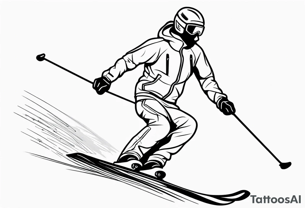 Skier in motion, single line tattoo idea