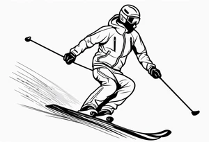 Skier in motion, single line tattoo idea