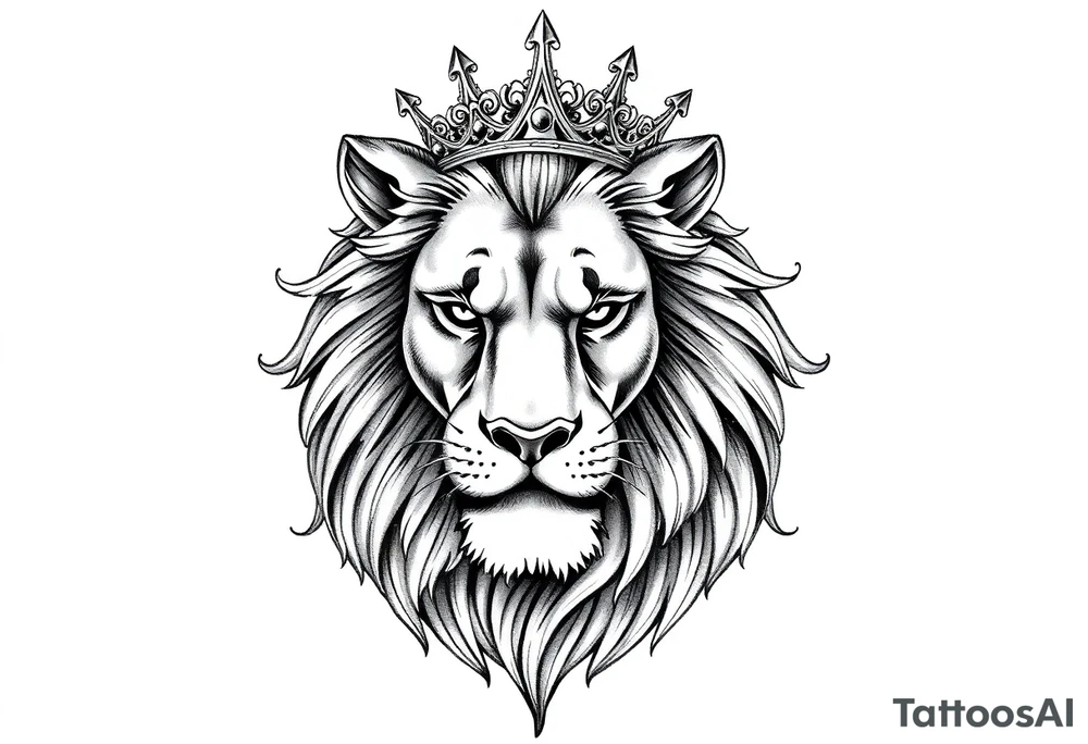 powerful majestic lion vagina and anus
with a crown tattoo idea