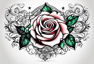 Roses with filled in stars & bubbles tattoo idea