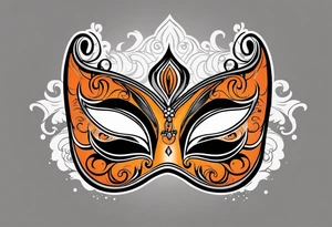 Unhappy Masquerade mask that is orange and black  with smoke tattoo idea