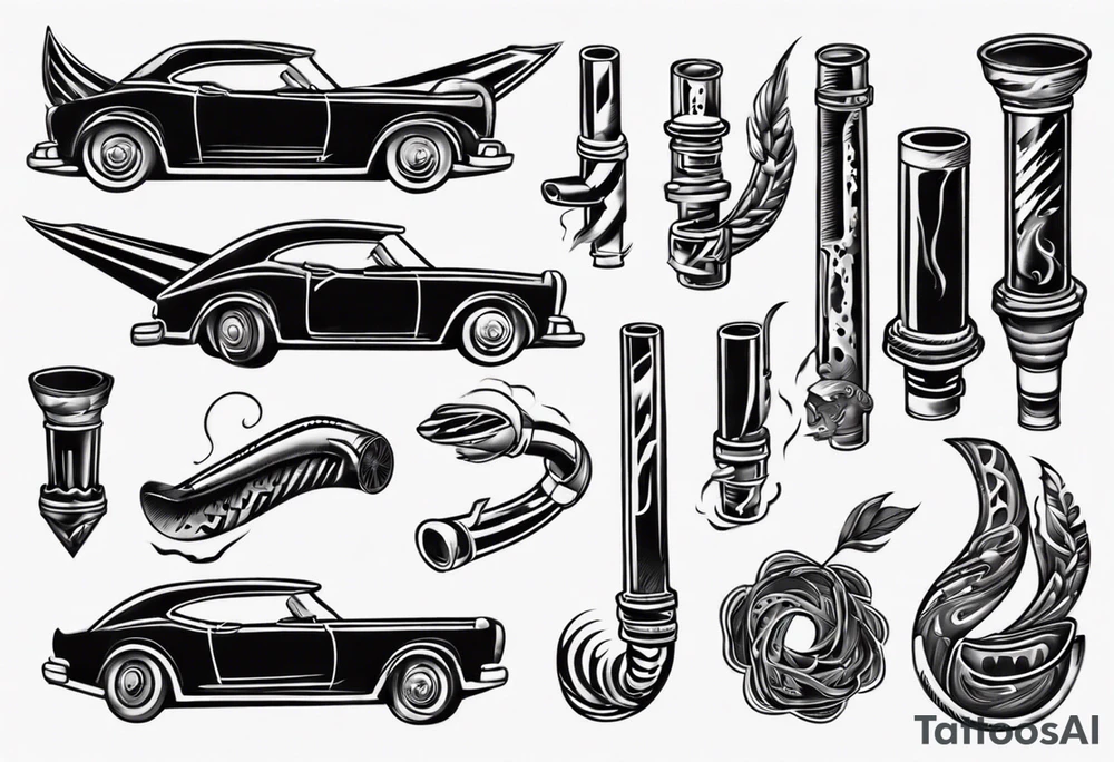 car exhaust pipe tattoo idea