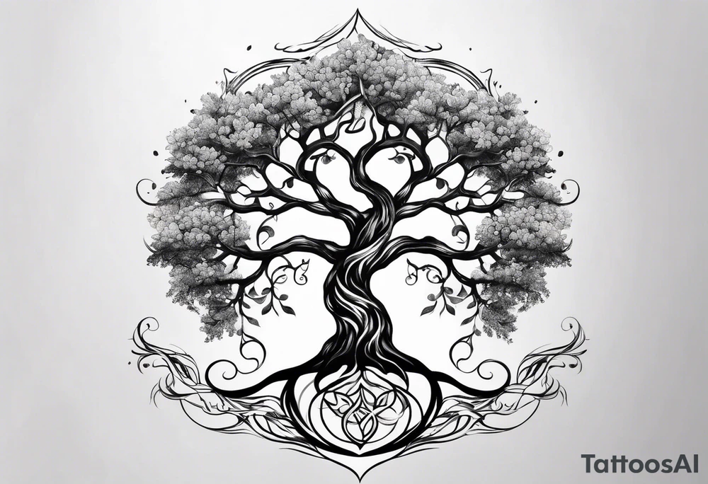 minimalistic Yggdrasil tree tattoo idea