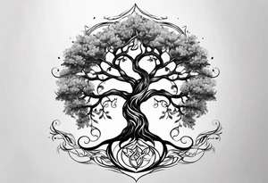 minimalistic Yggdrasil tree tattoo idea