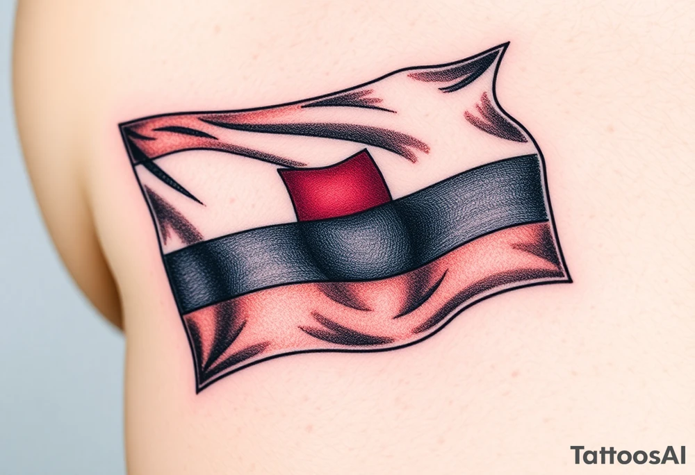 A waving Czech flag with realistic fabric texture tattoo idea