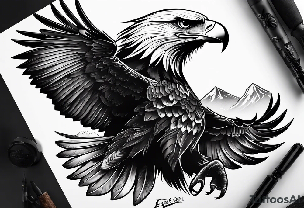 Eagle dark inked tattoo idea