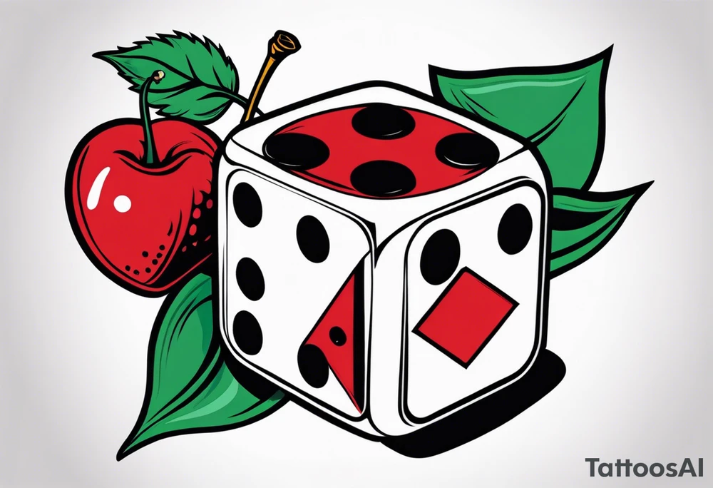 lukie with dice and cherry tattoo idea