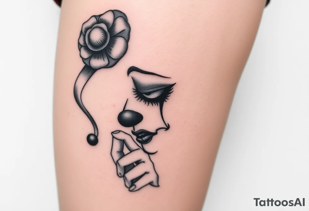 Sad female clown tattoo idea