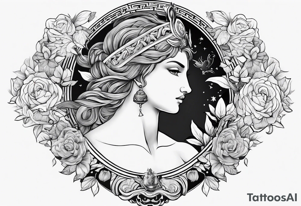 greek mythology small back tattoo idea