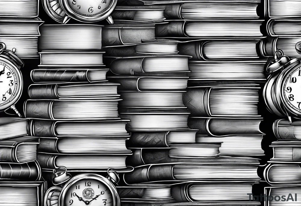Stack of books with reference to time tattoo idea