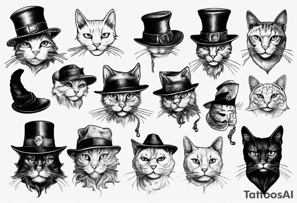 cat with a hat tattoo idea