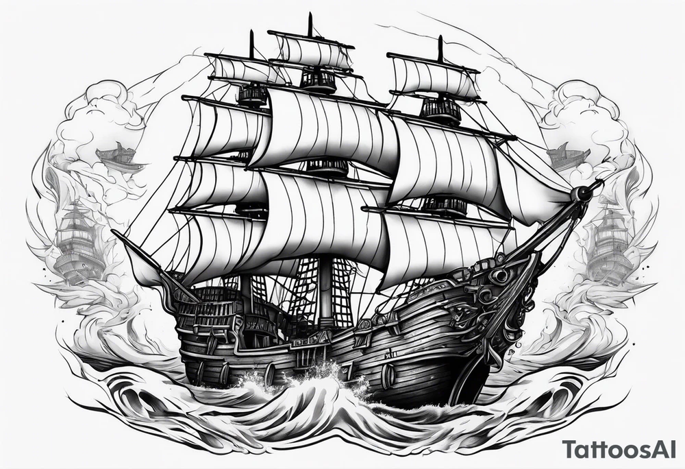 Pirate ship breaking in half tattoo idea