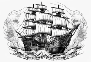 Pirate ship breaking in half tattoo idea