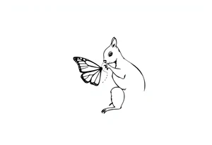 Squirrel kissing butterfly tattoo idea