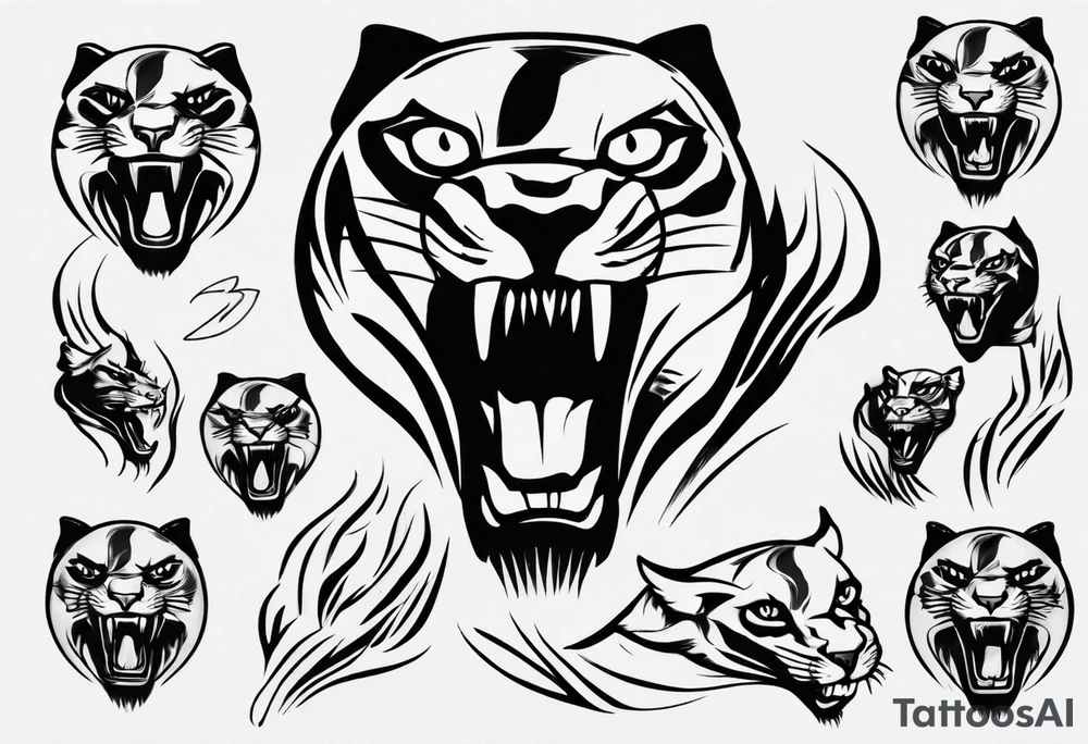 A black puma looking vicious tattoo idea
