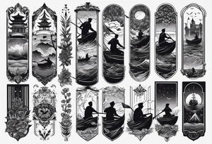 many rower silhouette tattoo idea