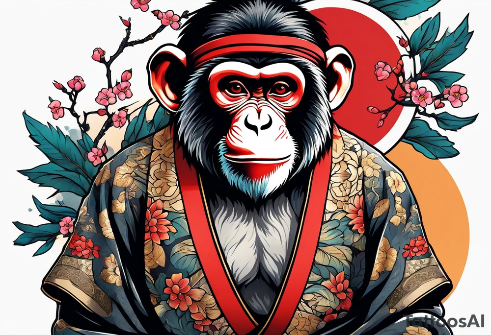 full body monkey in traditional japanaese style tattoo idea