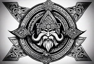 Valhalla sword shield axe Valknut  tribal tattoo idea