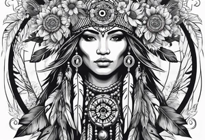 Native american, cancer, flowers, dream catcher, pacific island tattoo idea