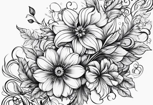 abstract flower with vines tattoo idea