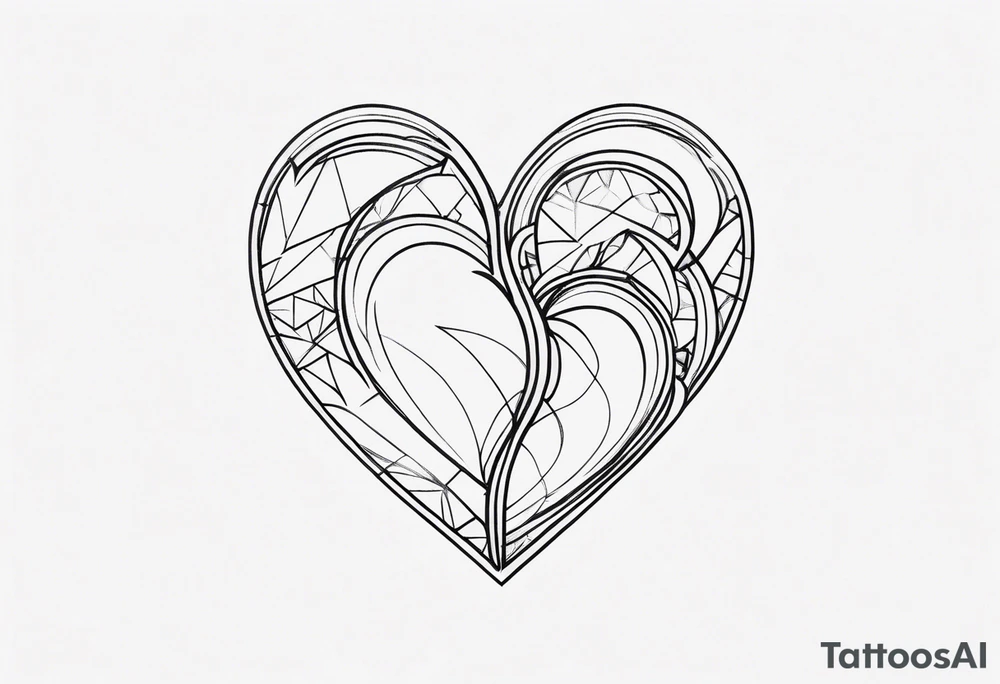 simple broken heart fine 
line tattoo idea