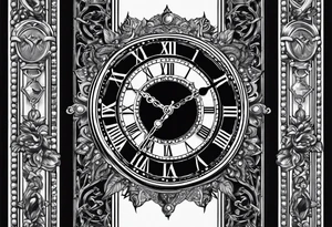 Roman god, timeless clock, rosary tattoo idea