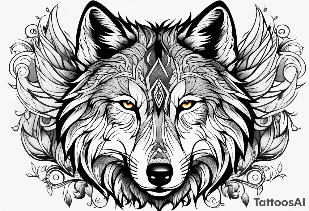 Wolf face tattoo idea