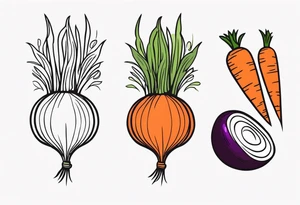 Onion, carrots, celery tattoo idea