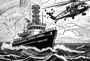 Coast Guard rescue near alcatraz with radio waves tattoo idea