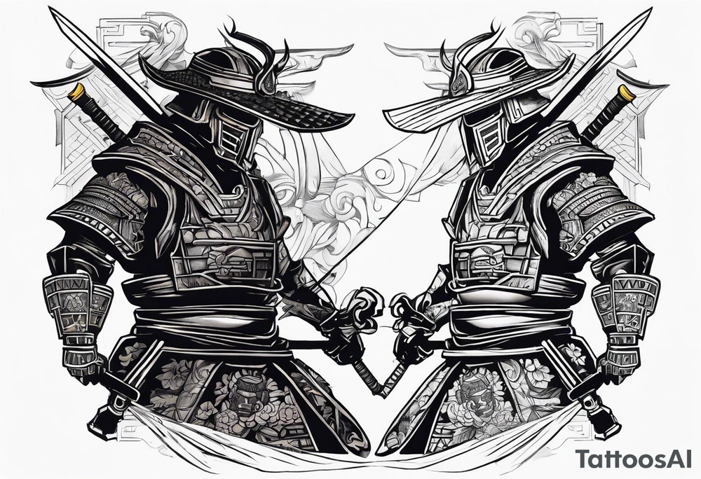robot samurai vs human samurai in a duel to the death tattoo idea
