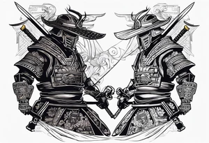 robot samurai vs human samurai in a duel to the death tattoo idea