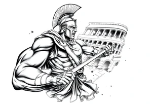 Spartan fighting in the Colosseum tattoo idea