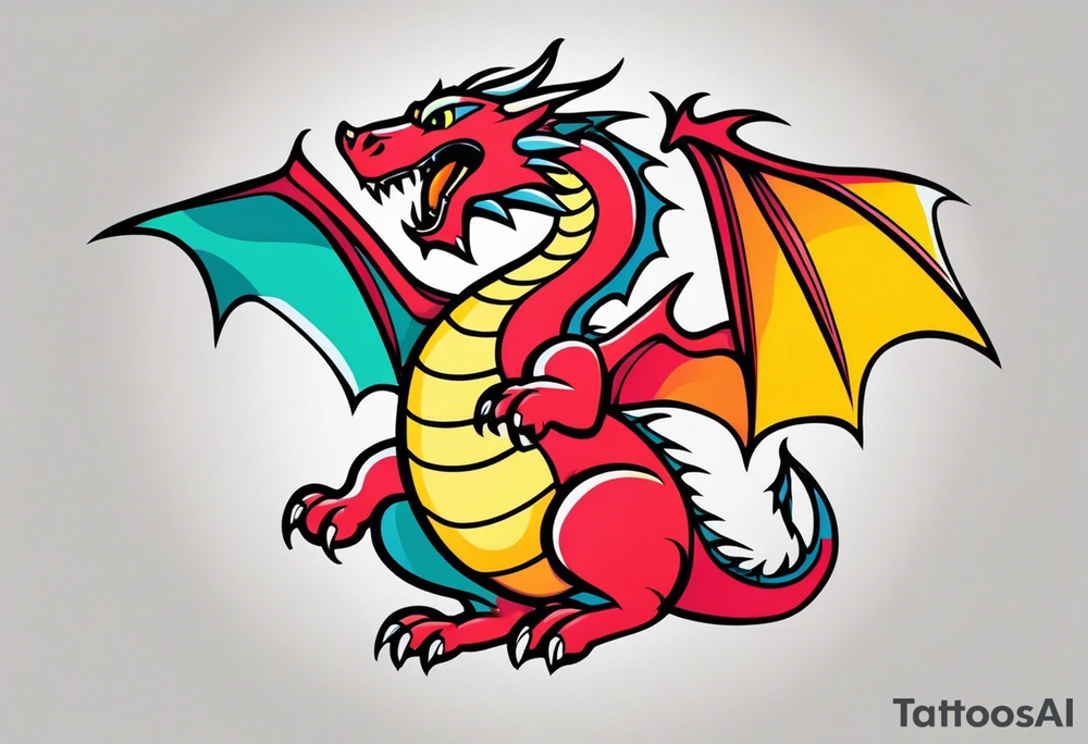Dragon in color minimalism tattoo idea