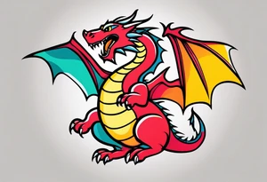 Dragon in color minimalism tattoo idea