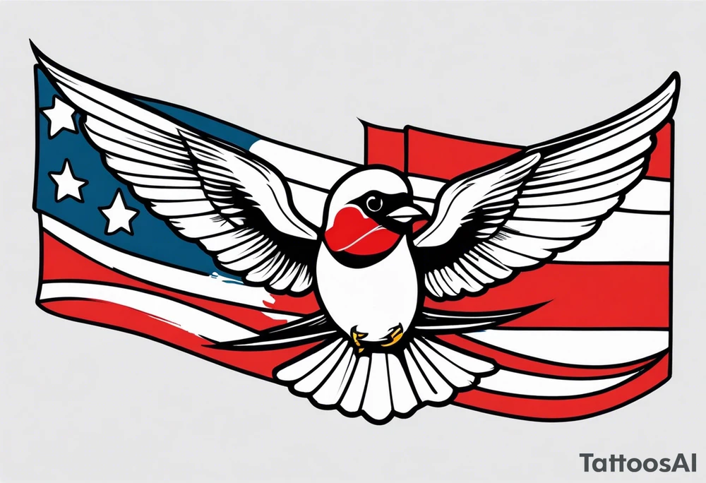 swallow holding flag tattoo idea
