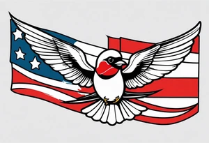 swallow holding flag tattoo idea