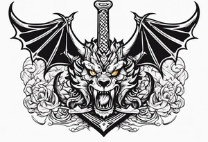 Valhalla death 
prayer sword dragon head axe tattoo idea