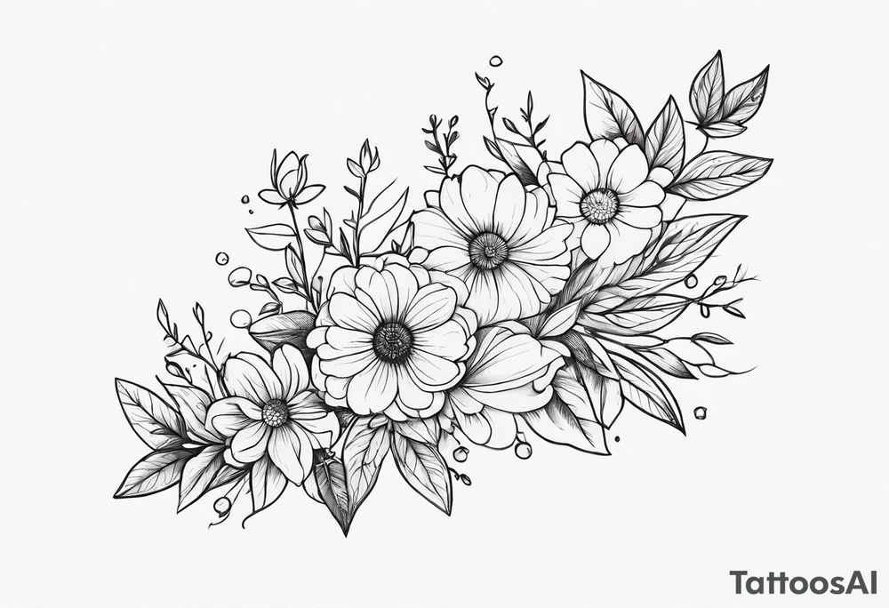 pen wrapped in flowers tattoo idea