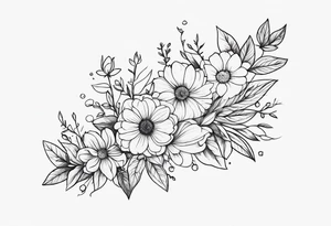 pen wrapped in flowers tattoo idea