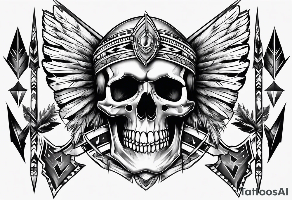 Native American Skeleton Arrow Burial tattoo idea