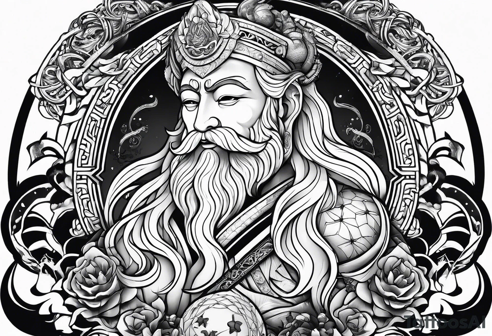 God with soccer and lighting with an ocean tattoo idea