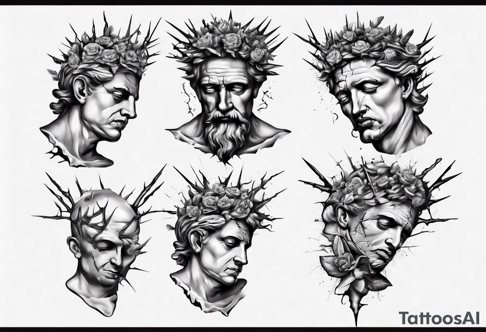 Bust of David with thorns tattoo idea