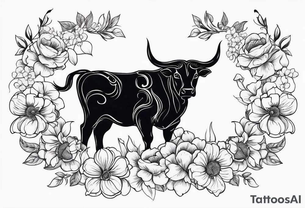 Taurus with flowers tattoo idea