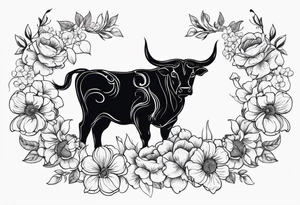 Taurus with flowers tattoo idea